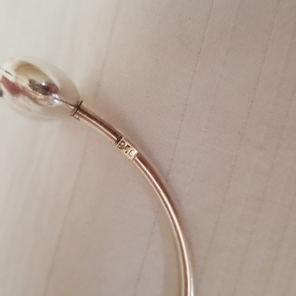 Sterling Silver Double Round Bangle Bracelet 950 - image 2